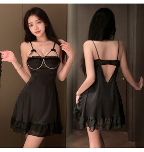 FEE ET MOI - Luxury Rhinestone Embellished Cami Nightdress (Black)